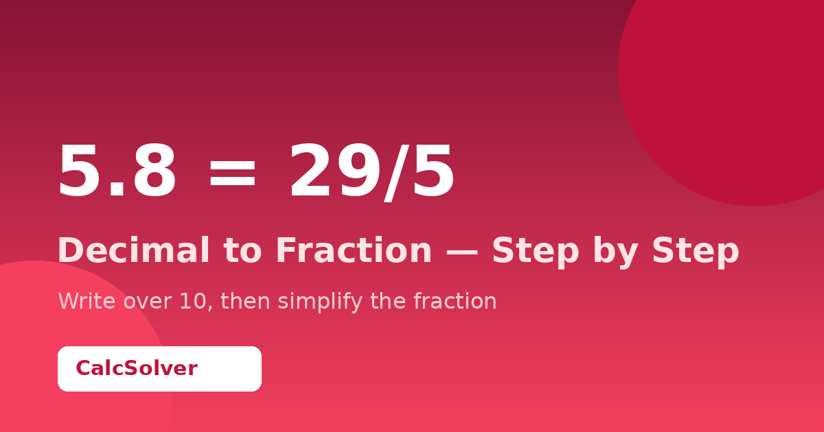 hat is 5.8 as a Fraction? (Answer + Easy Steps)